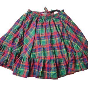 Vintage Handmade 60s Tartan Plaid Full Circle Square Dance Ruffle Skirt Sz S/M